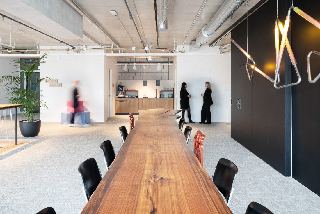daycrunch workspace lounge with a long timber table