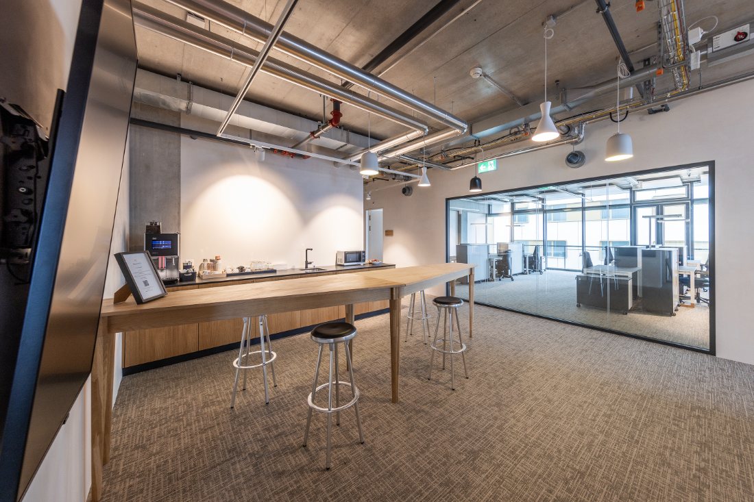 Coffee bar and shared kitchen at a daycrunch location